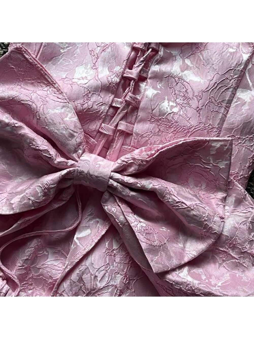 Pink Corset Small Mini Dress Large Bow & Tie Back Babydoll Feminine Dainty - Picture 2 of 7